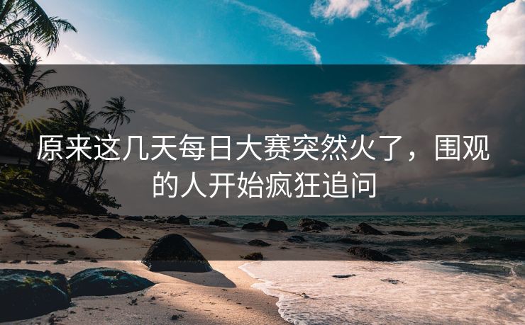 原来这几天每日大赛突然火了，围观的人开始疯狂追问