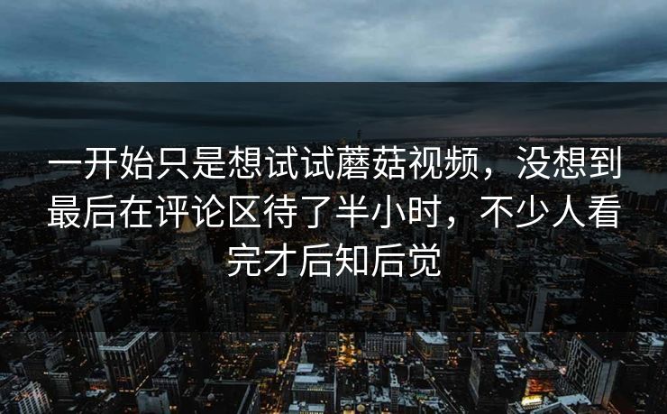 一开始只是想试试蘑菇视频,没想到最后在评论区待了半小时,不少人看完才后知后觉 一开始只是想试试蘑菇视频,没想到最后在评论区待了半小时,不少人看完才后知后觉